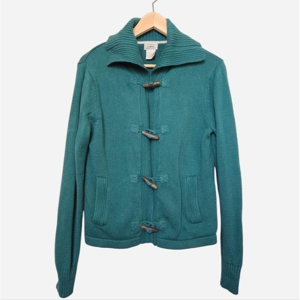Vintage L.L. Bean Toggle Sweater Cardigan Green Size small Retro Nautical